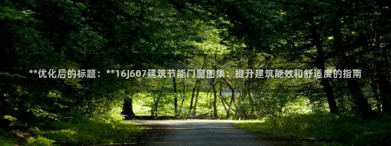 e尊国际-可可计划：**优化后的标题：**16J607建筑节能门窗图集：提升建筑能效和舒适度的指南