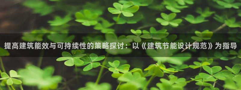 e尊国际娱乐官网下载：提高建筑能效与可持续性的策略探讨：以《建筑节能设计规范》为指导